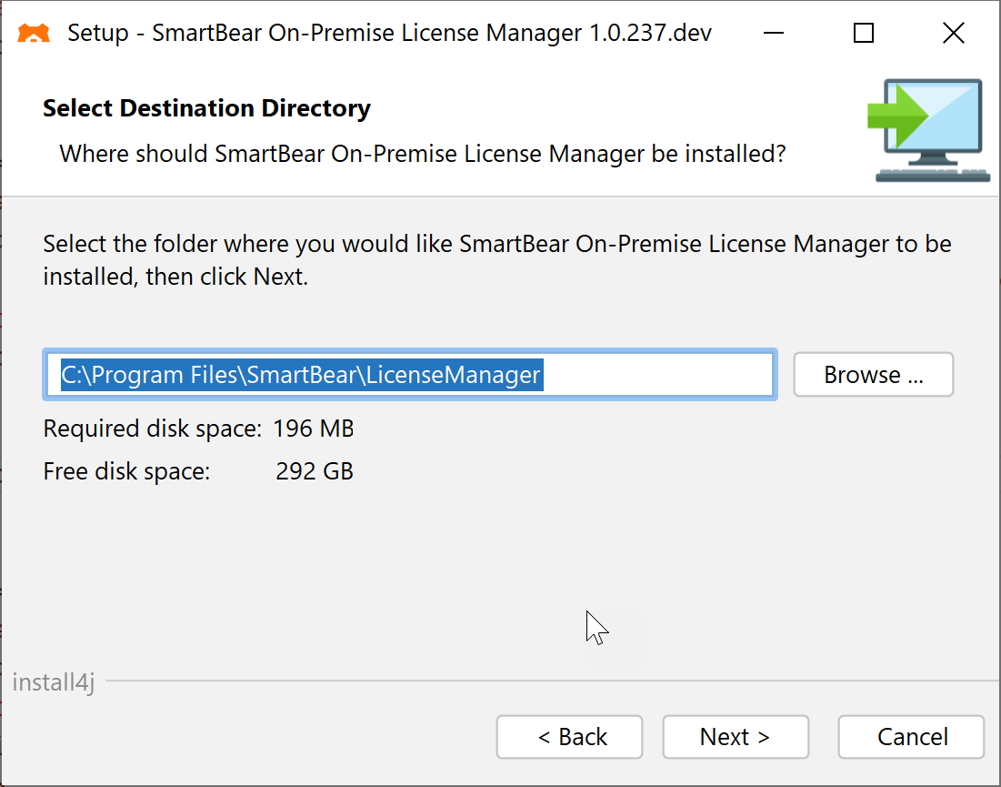 On-Premise License Server - Select installation folder On-Premise License Server - Select installation folder