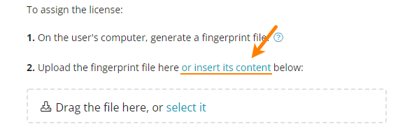 The 'insert its content' link The 'insert its content' link