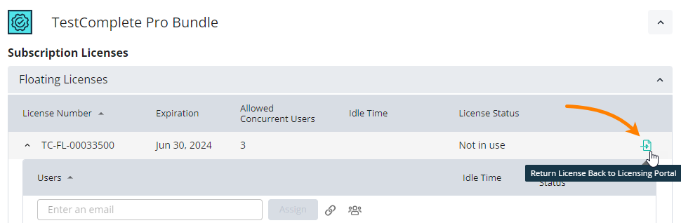The 'Return License Back...' command The 'Return License Back...' command