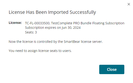 Notification on license import Notification on license import