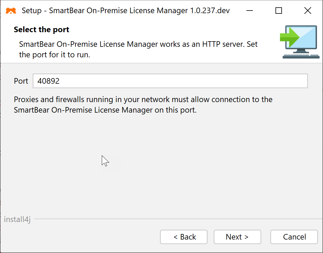 On-Premise License Server - Enter the port number On-Premise License Server - Enter the port number