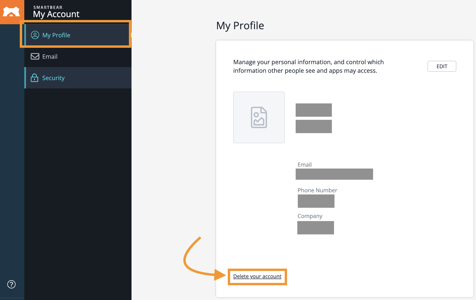 sample view of deleting account sample view of deleting account