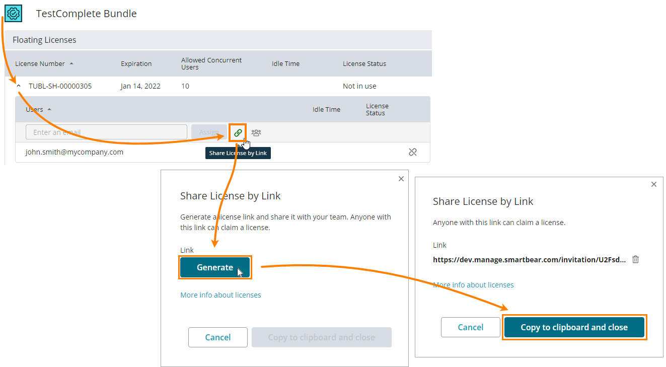 Share a license by link Share a license by link
